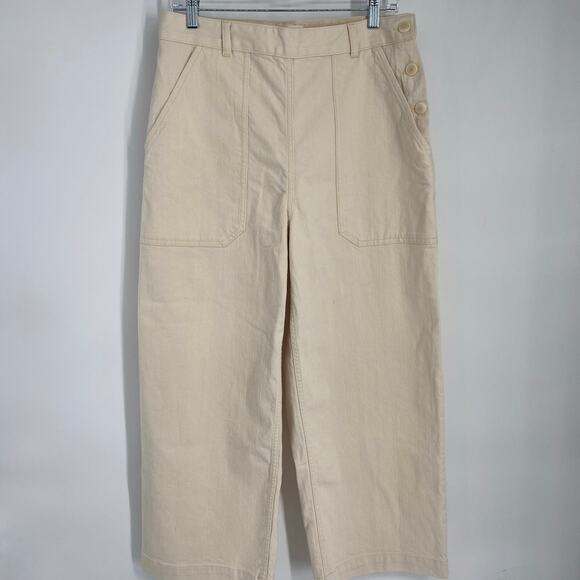 Toast Denim - Toast Annie Organic Denim Full Length Jeans Women’s 12 Cream Wide Leg Sailor